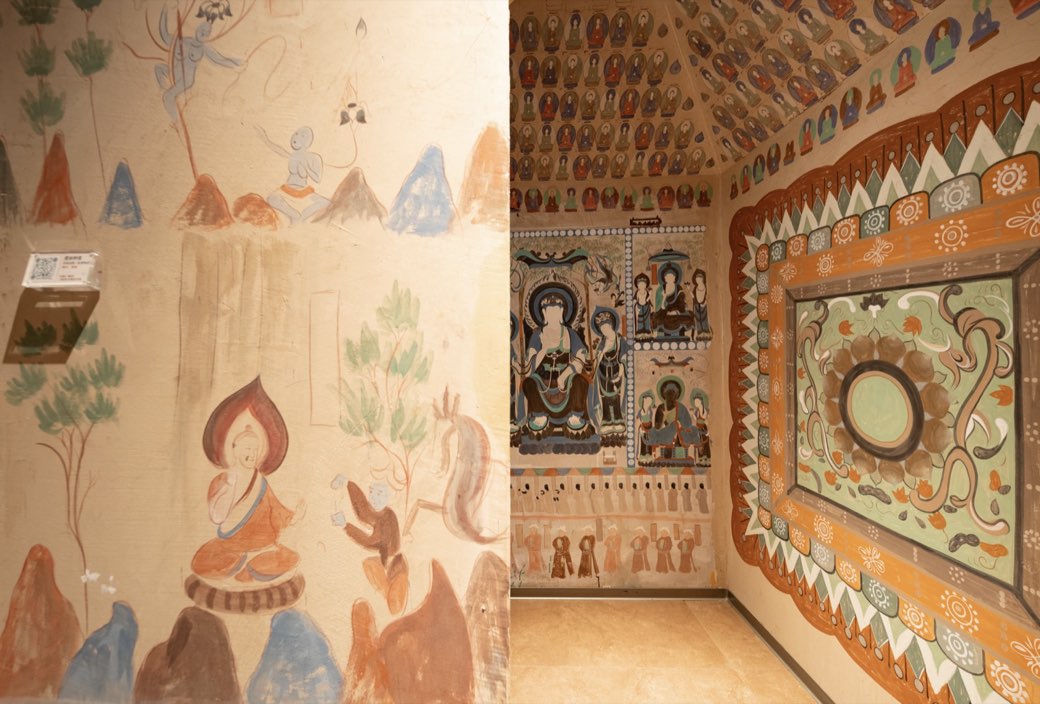 A grotto chamber painted floor to ceiling