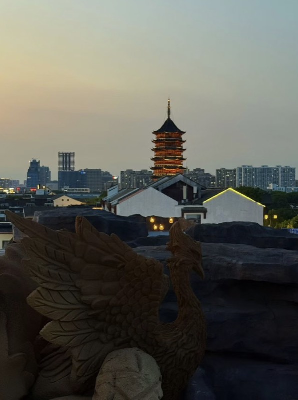Suzhou old town skyline with the Beisi Pagoda